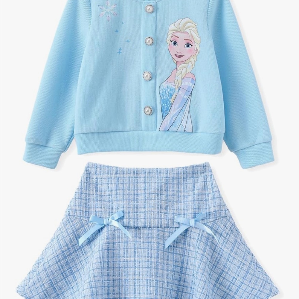 Blue Frozen Themed Jacket and Skirt Set